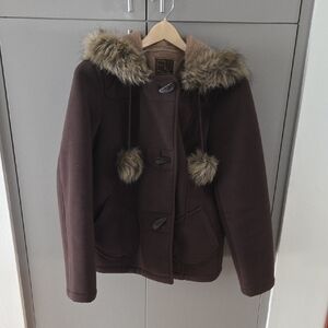 Brown Fur-Trimmed Women's Jacket